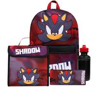 Sonic The Hedgehog Mochilas Escolares Set de 4 Piezas con Botella Agua Estuche y Bolsa Almuerzo Shadow Material Escolar (Shadow 4 Pcs Set)