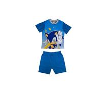 Sonic The Hedgehog Pijama de verano para niño, juego de 2 piezas, camiseta y pantalones cortos, algodón, turquesa, 3 años