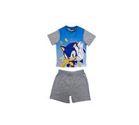 Sonic The Hedgehog Pijama de verano para niño, juego de 2 piezas, camiseta y pantalones cortos, algodón, gris, 7 años
