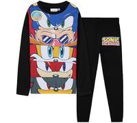 Sonic The Hedgehog Pijama Niño, Conjunto de Pijama Largo, Ropa de Dormir Knuckles Shadow, Ropa Invierno, Regalo para Gamer (7-8 Años, Multi)