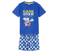 Sonic The Hedgehog Pijama para Niño, Conjunto 2 Piezas Diseño Sonic el Erizo Pijama Algodón Suave, Camiseta y Pantalón Corto, Talla 10 Años | Azul