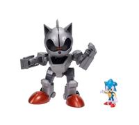 Sonic The Hedgehog Robot Gigante con Licencia Oficial de Jakks Pacific, Set de Juego de 20,3 cm de Altura, Altamente Articulado con Luces, Figura de Sonic Incluida, para Niños