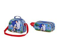 Sonic The Hedgehog - SEGA Faster - Bolsa Portamerienda 3D + Estuche Portatodo Doble 3D