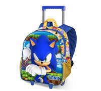 Sonic The Hedgehog - Sega Game-Mochila 3D con Ruedas Pequeña, Azul, 26 x 34 cm, Capacidad 12,5 L