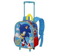 Sonic The Hedgehog - SEGA Go-Mochila 3D con Ruedas Pequeña, Azul, 26 x 34 cm, Capacidad 7 L