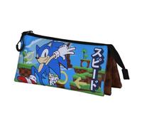 Sonic The Hedgehog - SEGA Greenhill-Estuche Portatodo Triple, Multicolor, 23 x 11 cm