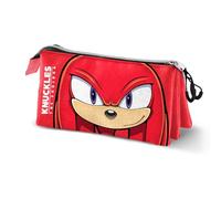 Sonic The Hedgehog - SEGA Knuckles Sight-Estuche Portatodo Triple, Rojo, 23 x 11 cm
