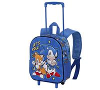 Sonic The Hedgehog - SEGA-Mochila 3D con Ruedas Pequeña, 26 x 34 cm, Capacidad 12.5 L, Azul Lets Roll