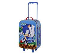Sonic The Hedgehog - SEGA Sega-Sonic Faster-Maleta Trolley Soft 3D, Azul, 17 x 33 x 52 cm, Capacidad 26 L