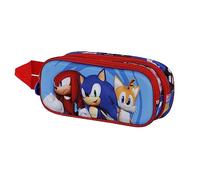 Sonic The Hedgehog - SEGA Sega-Sonic Friends-Estuche Portatodo 3D Doble, Azul, 22 x 9.5 cm