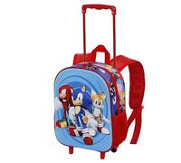 Sonic The Hedgehog - SEGA Sega-Sonic Friends-Mochila 3D con Ruedas Pequeña, Azul, 26 x 34 cm, Capacidad 12.5 L