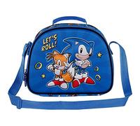 Sonic The Hedgehog - SEGA Sega-Sonic Lets roll-Bolsa Portamerienda 3D, Azul, 25.5 x 20 cm