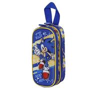 Sonic The Hedgehog - SEGA Sega-Sonic Step-Estuche Portatodo 3D Doble, Azul, 22 x 9.5 cm