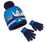 Sonic The Hedgehog Set de bufanda, Gorro y Guantes para Niños (4-15 Años, Azul Sonic 2 Pzs)