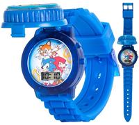 Sonic the Hedgehog SNC4020 Reloj de Cuarzo con Pantalla Digital para niños, Azul/Patchwork, Unitalla, Tira