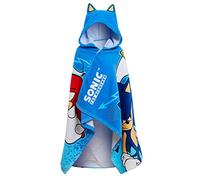 Sonic The Hedgehog Toalla con Capucha para Niños - Poncho Absorbente 100% Algodón, Toalla de Playa y Baño, Envoltura de Natación de Secado Rápido