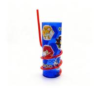Sonic The Hedgehog - Vaso de paja hexagonal con espiral, 300 ml, divertido vaso para niños con popote en espiral, sin BPA, duradero y ligero, perfecto para agua, jugo y leche