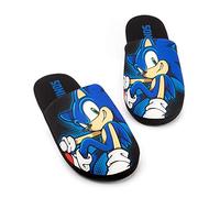 SONIC THE HEDGEHOG Zapatillas Hombre | Juego Adulto Casa Zapatos Merchandise Regalos para él | Mocasines de espuma viscoelástica Slip-On, Negro, 41/42 EU
