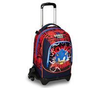 Sonic Trolley escolar Jack 3 ruedas, rojo y azul, Prime, 3 en 1, triple uso, mochila con carro desenganchable, bolsillo para botella y sistema cruzado, mochila escolar de viaje, niño niño, multicolor,