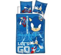 Aymax! Juego de cama Sonic Le Hérison 1 persona, funda nórdica 140x200 + funda 65x65 polialgodón