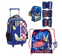 Sonic Zaino Trolley Grande Con 3 Cremalleras Para La Escuela, Saco Deporte