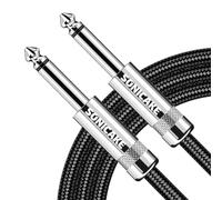 SONICAKE Cable de guitarra 3m Cable de instrumento de guitarra 6.35mm a 6.35mm Macho Macho Nylon Trenzado Negro