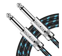 SONICAKE Cable de guitarra 3m Cable de instrumento de guitarra 6.35mm a 6.35mm Macho Macho Nylon Trenzado Negro Azul