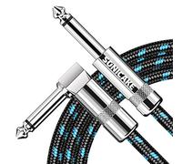 SONICAKE Cable de guitarra 3m Cable de instrumento de guitarra 6.35mm Derecho a Conectores de Forma L Negro Azul