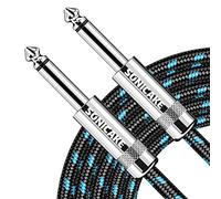 SONICAKE Cable de guitarra 6m Cable de instrumento de guitarra 6.35mm a 6.35mm Macho Macho Nylon Trenzado Negro Azul