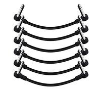 SONICAKE Cable Patch para Guitarra 15cm Cables Jack para Pedales Guitarra 6.35mm Cable Pedalera Patch Instrumento Patch Alambre Negro Paquete de 6