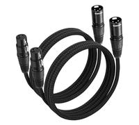 SONICAKE Cable XLR para micrófono conector macho a hembra de 3 pines de nylon trenzado cable XLR Negro (2M 2 Pack)