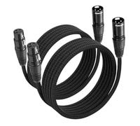 SONICAKE Cable XLR para micrófono conector macho a hembra de 3 pines de nylon trenzado cable XLR Negro (3M 2 Pack)