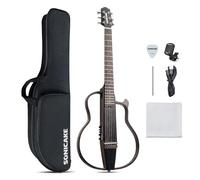 SONICAKE Guitarra Acústica-Eléctrica Portátil Cuerpo de Caoba Maciza, Marcos Fáciles de Montar, Preamplificador Sim de Múltiples Formas de Cuerpo, Funda y Accesorios QGT-01