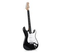SONICAKE Guitarra Eléctrica de 39" Tamaño Completo con Pastillas Clásicas SSS, Cuerpo Ligero, Puente Tremolo, Trastes Redondeados y Alma Ajustable QGT-10 (Negro)