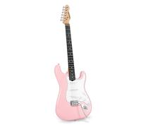 SONICAKE Guitarra Eléctrica de 39" Tamaño Completo con Pastillas Clásicas SSS, Cuerpo Ligero, Puente Tremolo, Trastes Redondeados y Alma Ajustable QGT-10 (Rosa)