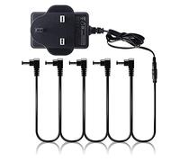 SONICAKE Guitarras Bass Accesorios 9V DC 1000mA 1A Pedal fuente de alimentación adaptador y 5 vías ángulo recto enchufe Daisy Chain Cable de alimentación