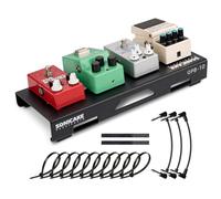 SONICAKE Pedalera Mini para Guitarra de Aleación de Aluminio 36 x 14.5 x 5 cm, Cinta para Pedales, Bridas y Cables de Conexión Negro QPB-10