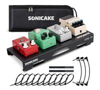 SONICAKE Pedalera Mini para Guitarra de Aleación de Aluminio 36 x 14.5 x 5 cm con Bolsa, Cinta para Pedales, Bridas y Cables de Conexión Negro QPB-11