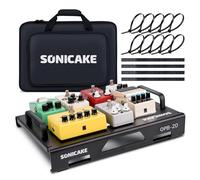 SONICAKE Pedalera Mini para Guitarra de Aleación de Aluminio 38 x 29 x 6.5 cm con Bolsa, Cinta para Pedales y Bridas Negro QPB-21