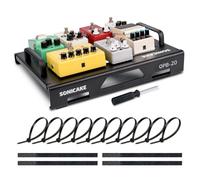SONICAKE Pedalera Mini para Guitarra de Aleación de Aluminio 38 x 29 x 6.5 cm con Cinta para Pedales y Bridas Negro QPB-20