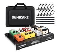 SONICAKE Pedalera Mini para Guitarra de Aleación de Aluminio 46 x 32.3 x 7 cm con Bolsa, Cinta para Pedales y Bridas Negro QPB-31