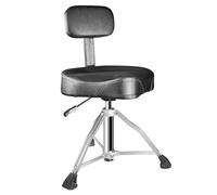 SONICAKE Taburete para batería con Respaldo Regulable hidráulicamente en Altura de 45-60cm Acolchado Extra Grueso Negro