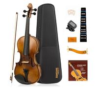 SONICAKE Violín 4/4 de Madera Maciza para Adultos Estuche Rígido, Soporte, Colofonia, Arcos, Afinador de Pinza y Cuerdas Extra QVL-01