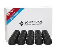 SONICFOAM Puntas de espuma viscoelástica para auriculares, aislamiento de ruido premium, puntas de espuma de repuesto, paquete de 20 (10 pares para auriculares intrauditivos (SF3 pequeño, negro)