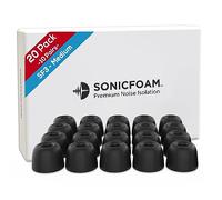 SonicFoam Puntas de espuma viscoelástica para auriculares intraurales, aislamiento de ruido premium, paquete de 20 (10 pares) para auriculares intrauditivos (SF3 mediano)