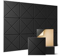 Sonicism Paquete de 18 paneles acústicos de pared autoadhesivos de 12 x 12 x 0.5 pulgadas, paneles de espuma a prueba de sonido, paneles decorativos de pared insonorizados, azulejos absorbentes para