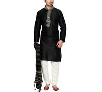 Sonisha MKP9005 Men's Black Kurta Pajama Set Wedding Kurta Pyjama Indian Party Suit (52)