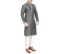 Sonisha SK111 Men's Grey Kurta Pajama Set Wedding Kurta Pyjama Indian Party Suit (38)