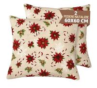 Sonit - Fundas de cojín navideñas para sofá, salón y dormitorio - 2 unidades - Fundas de cojín fabricadas en Italia - Fundas de cojín Candy Navidad 60 x 60 cm