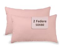 SoNiT home decor,Fundas de almohada para cama de matrimonio algodón,Par de fundas de almohada para cama,2 piezas,100% algodón puro natural,Cierre de sobre,Medidas 50x80 cm,Made in Italy- Rosa.